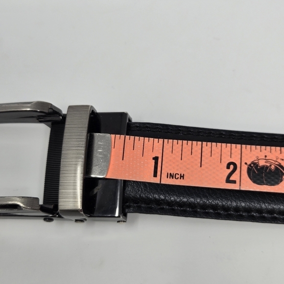 COMFORT CLICKS ADJUSTABLE RACHET STYLE BLACK BELT SILVER BUCKLE MENSWEAR MEN OS - Picture 13 of 16